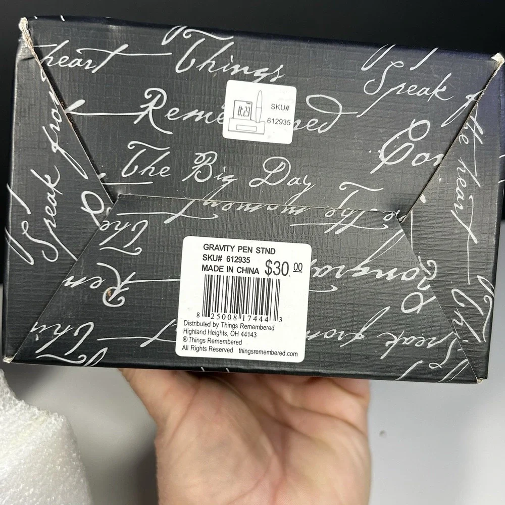 Things Remembered Gravity Pen Stand w/ Lighted Touch Clock NEW Sealed